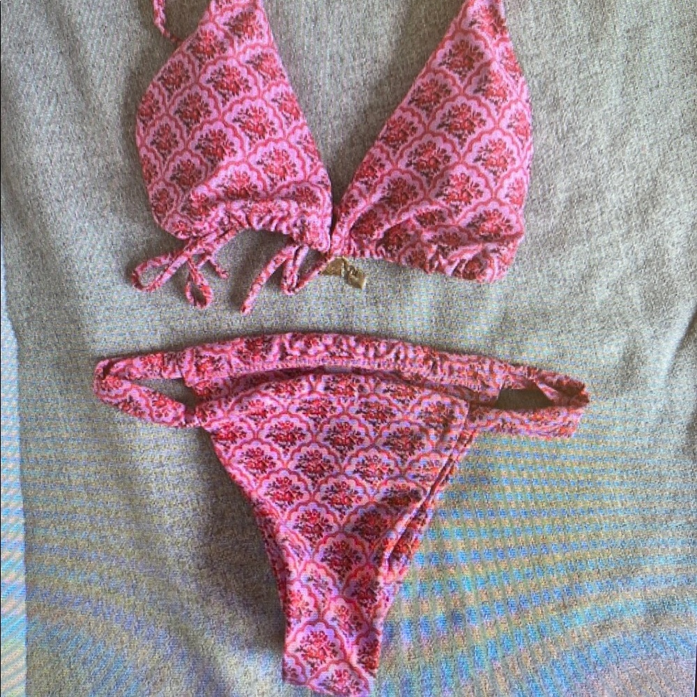 Pink Patterned Bikini Set